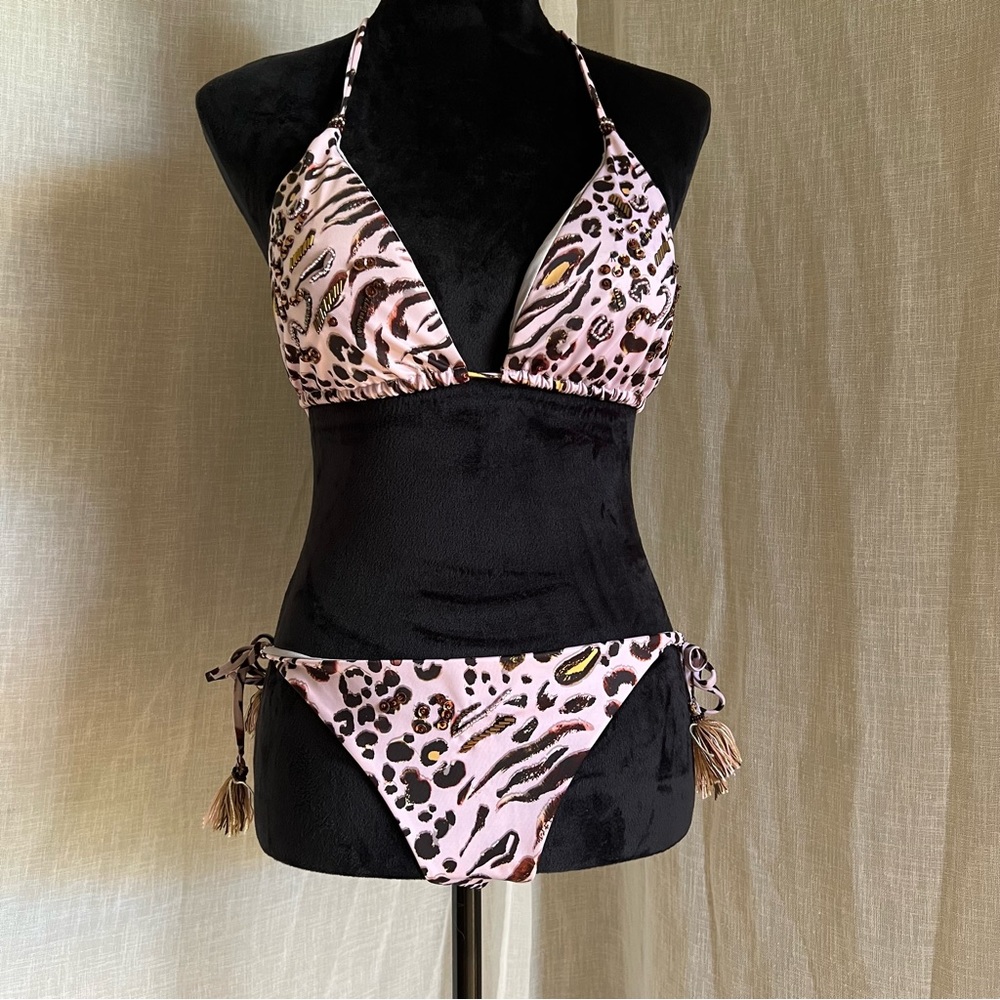 Cheetah Print and Purple Swimsuit.